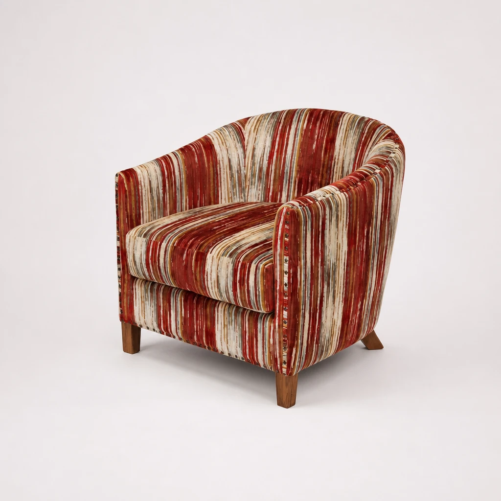 Fully Upholstered Barrel Lounge Chair