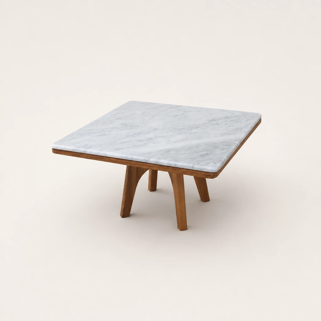 Light-Top Square Teak Coffee Table