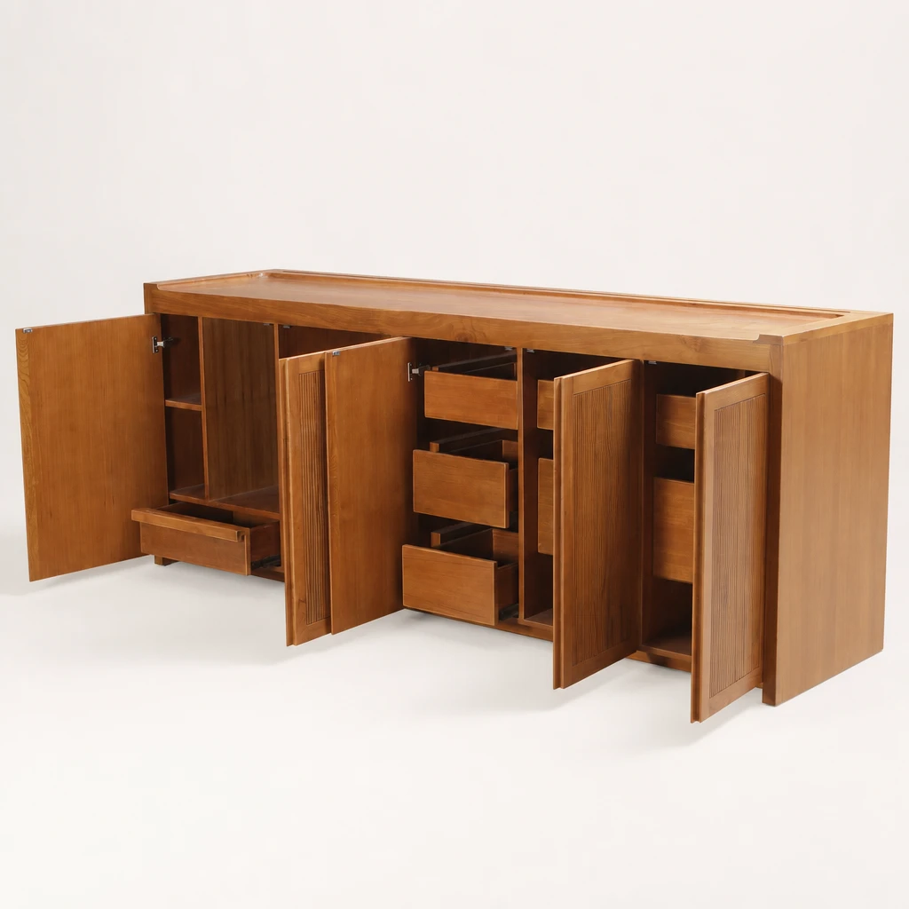 Multi-Compartment Teak Hospitality Cabinet