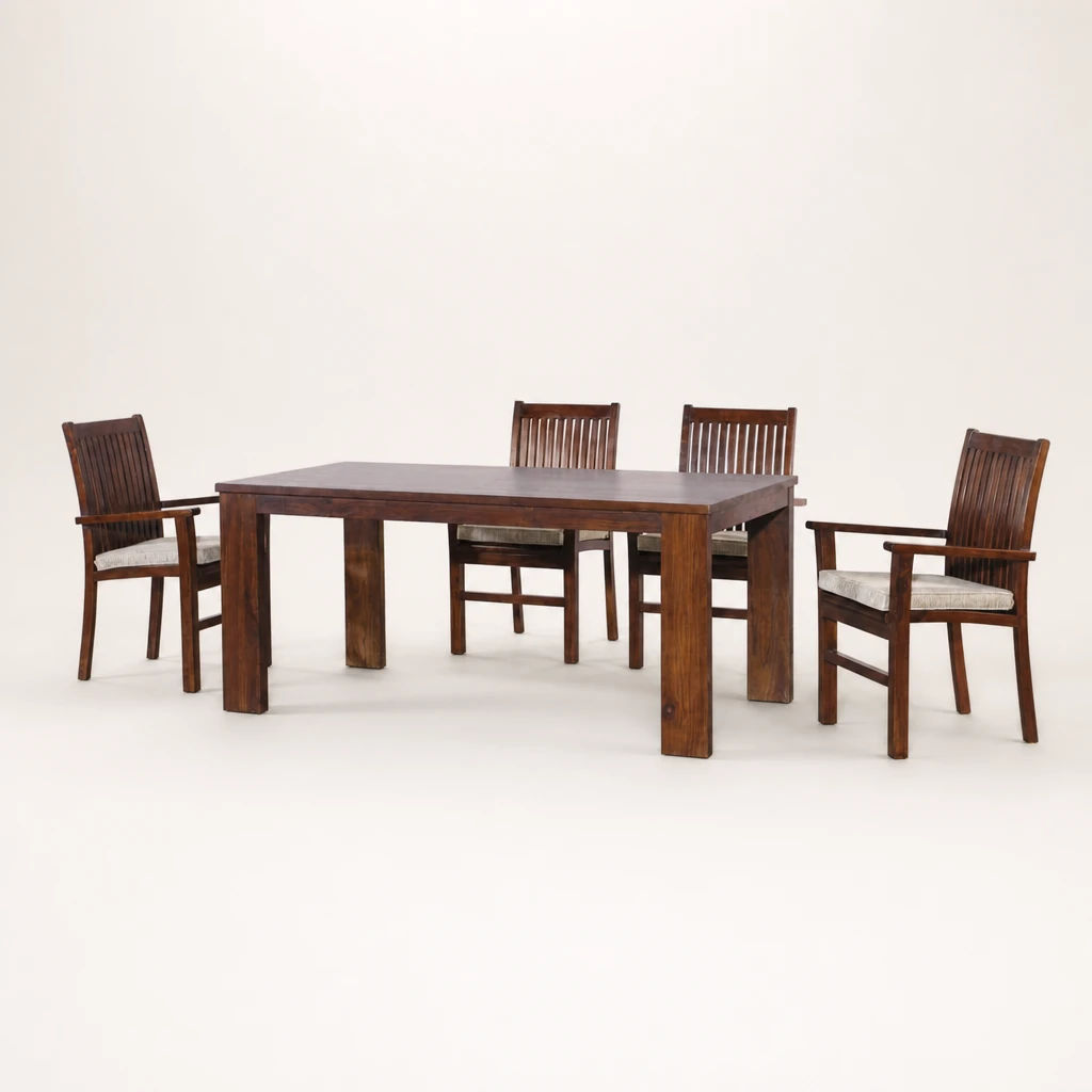 Rectangular Solid Teak Dining Set