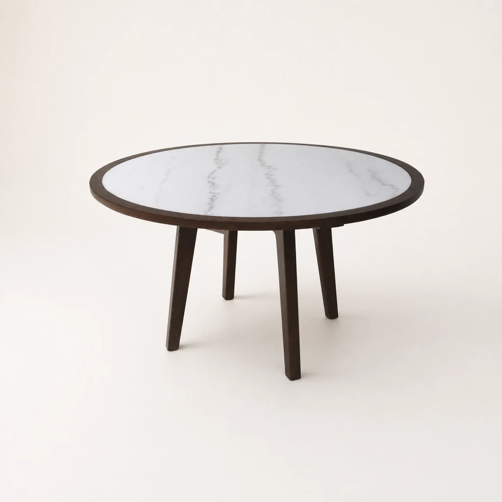 Round Inset-Top Teak Dining Table