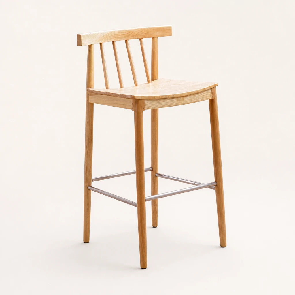 Spindle Back Teak Counter Stool