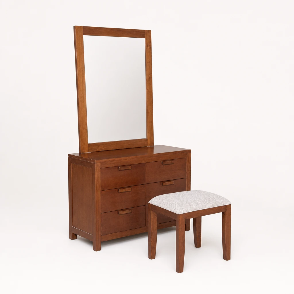 Three-Drawer Teak Dressing Table Set