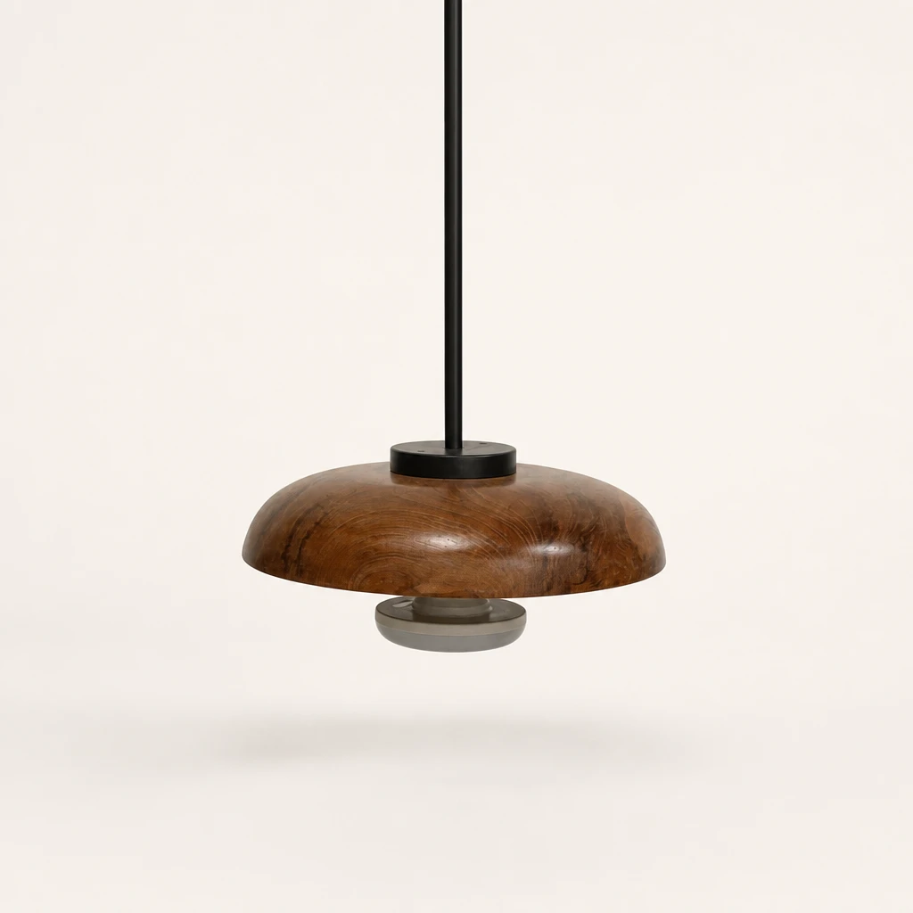 Turned Teak Pendant Light